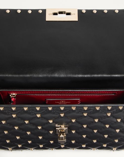 Valentino Garavani - Medium Nappa Rockstud Spike Bag - Black - Woman - Shoulder Bags